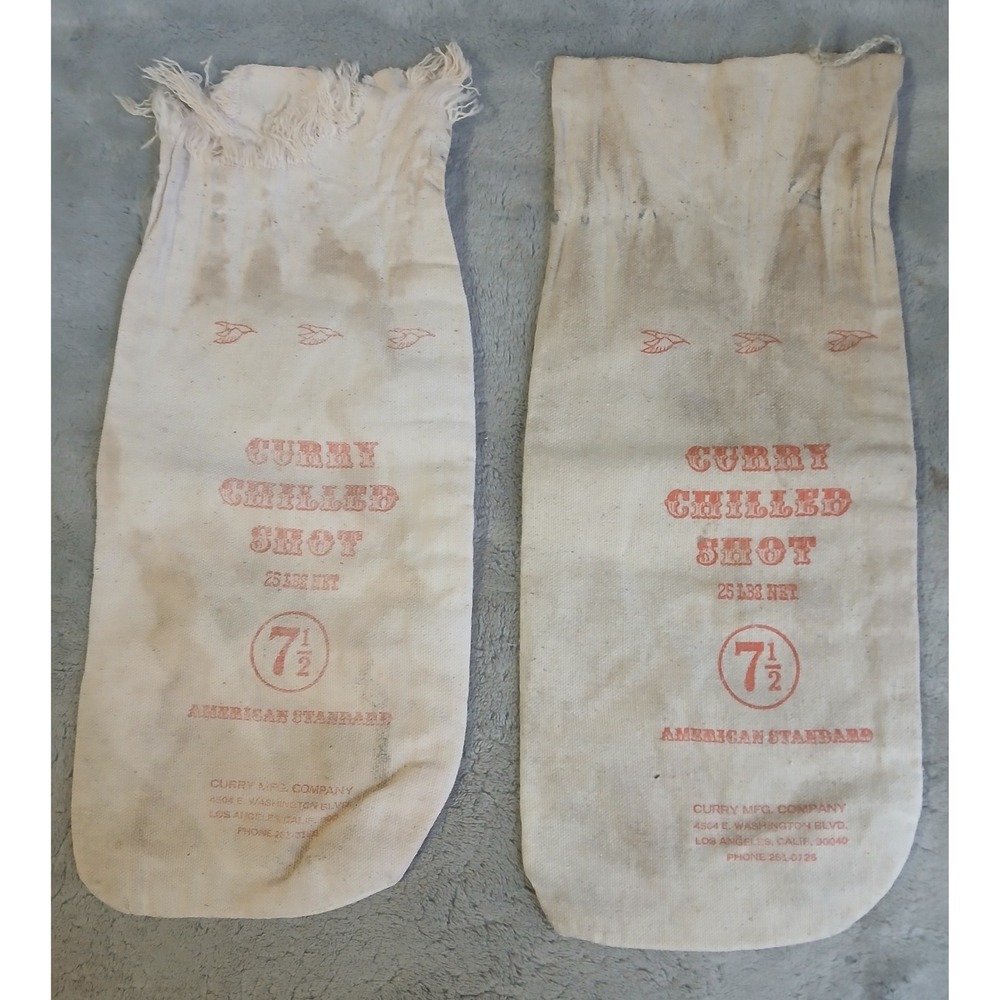 Vintage Curry Chilled Shot Canvas Bags Set of 2 Los Angeles 25 Lbs Lead Shot 7.5